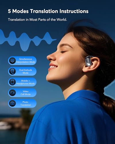 🔥3 az 1-ben Bluetooth-os fordító fejhallgató utazáshoz/zenehallgatáshoz/telefonáláshoz, angol–spanyol fordító fejhallgató