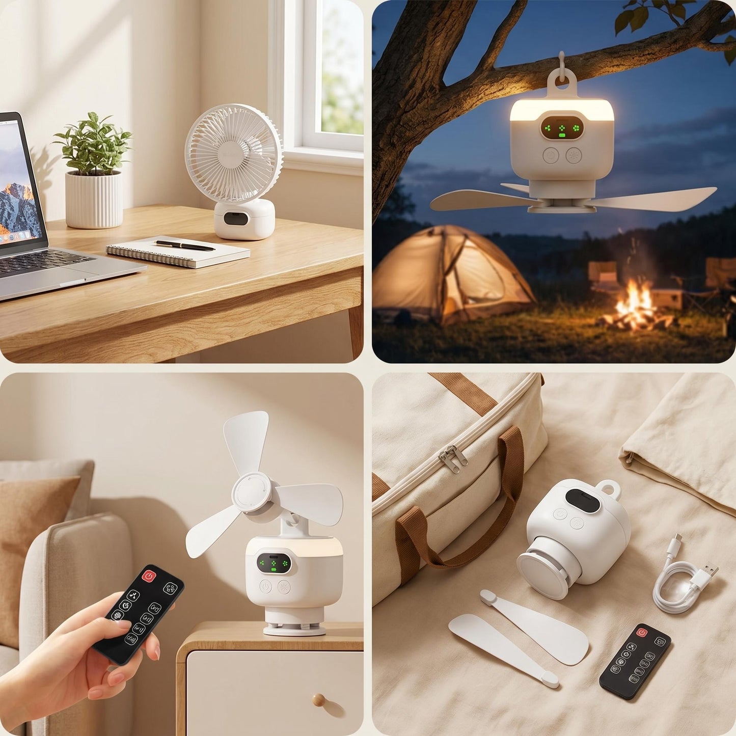 🔥Újratölthető mennyezeti ventilátor LED-es világítással