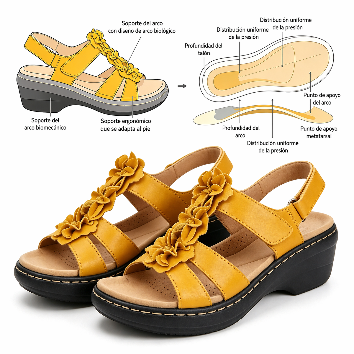 🔥 Sandalias ortopédicas de verano para mujer: soporte para el arco, tacón plano, ideales para quienes sufren de fascitis plantar. Fáciles, cómodas y sin dolor en cada paso ✅