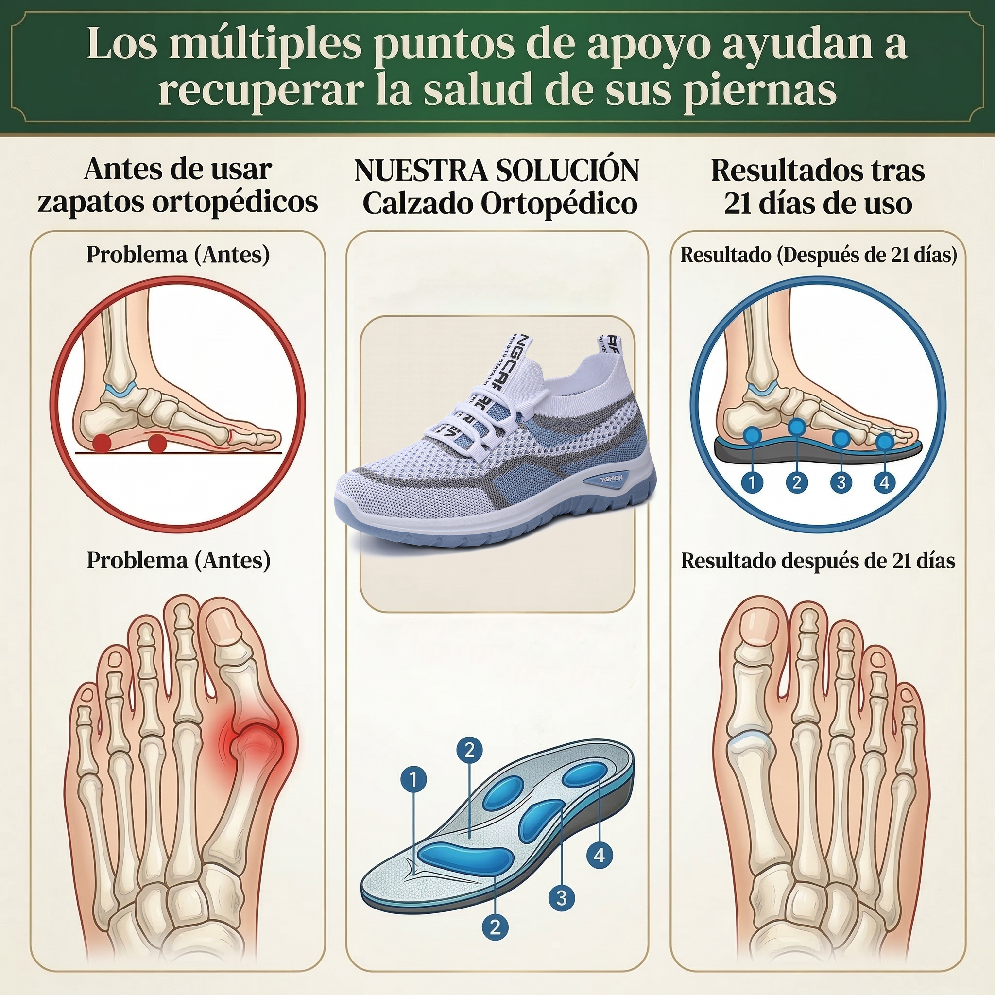 🔥Oferta especial por tiempo limitado🔥 Zapatos ortopédicos de malla para mujer: soporte para el arco, antideslizantes y con absorción de impactos 👟 Cada paso es fácil y cómodo, dile adiós al dolor ✅