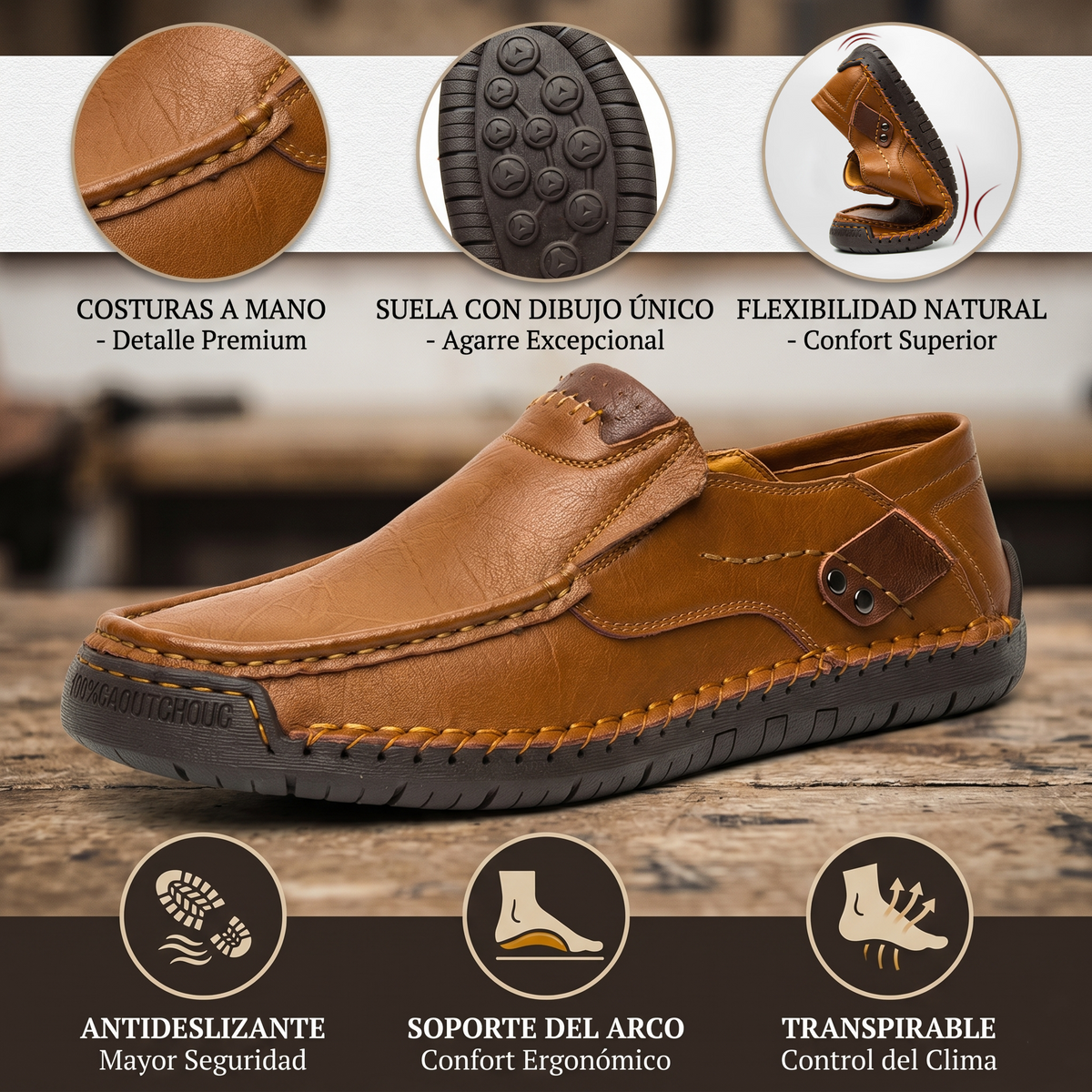 Mocasines de Cuero Premium - Comodidad y Estilo-Diseño ergonómico con soporte de arco, impermeables y antideslizantes. 🔥 ¡50% de descuento por tiempo limitado!
