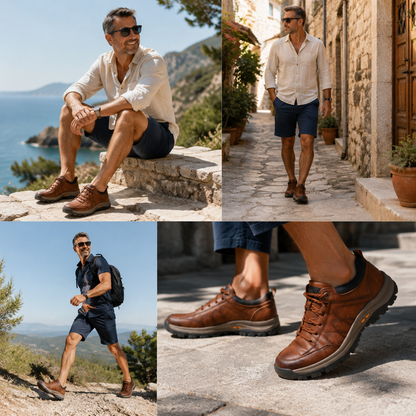 🐂 Zapatos de piel de becerro para hombre, cosidos a mano en Australia 👞 Diseño ergonómico para poner y quitar fácilmente ✅ Totalmente correctivos: impermeables y antideslizantes