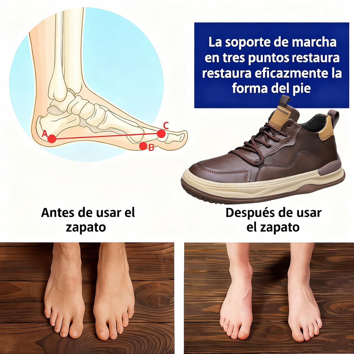 🐂【Corrección inteligente de pies con IA】Cuero de alta calidad + costuras a mano: imprescindible para hombres🔴Podólogo portátil