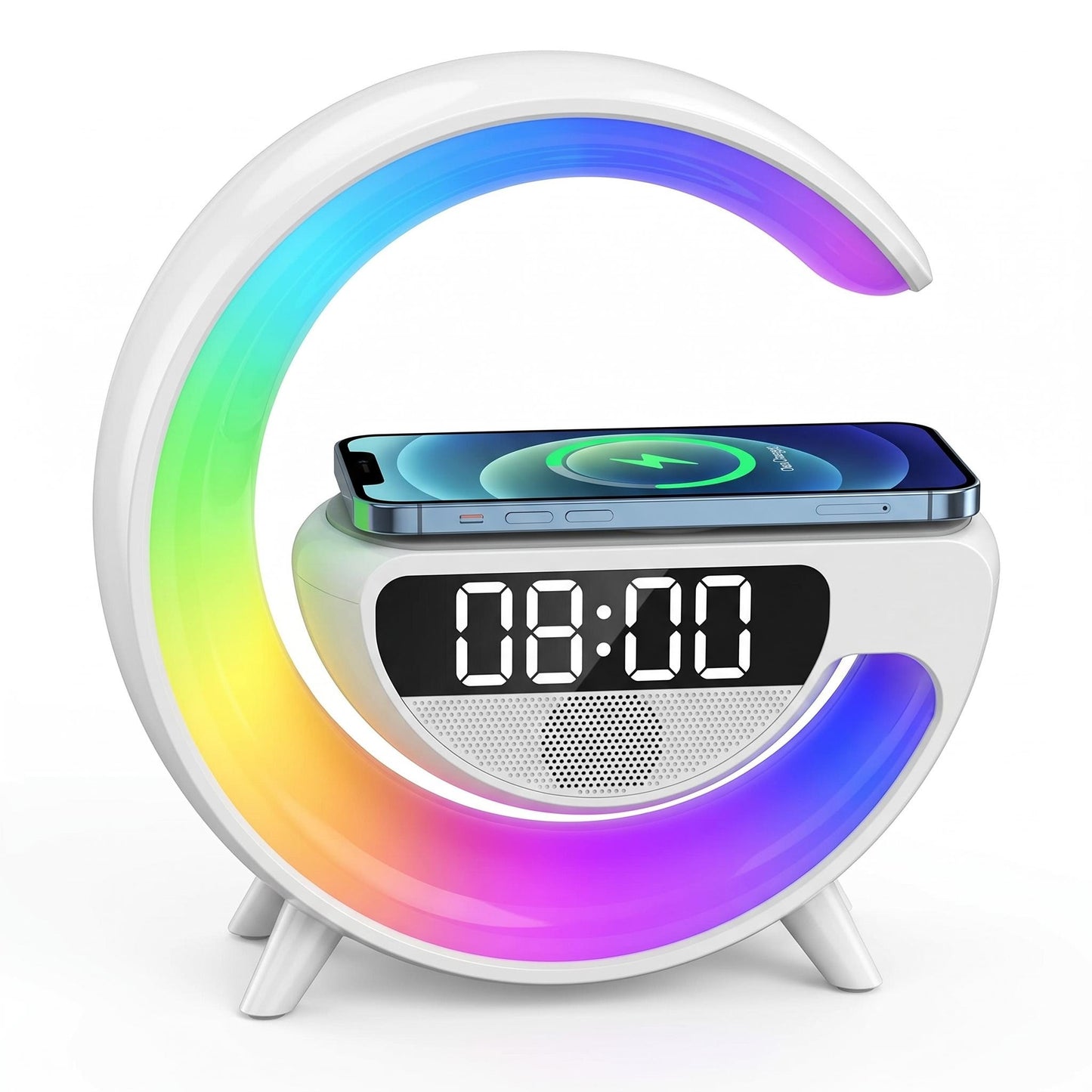 Félhold alakú RGB hangszórós lámpa vezeték nélküli töltővel🌙🎵
