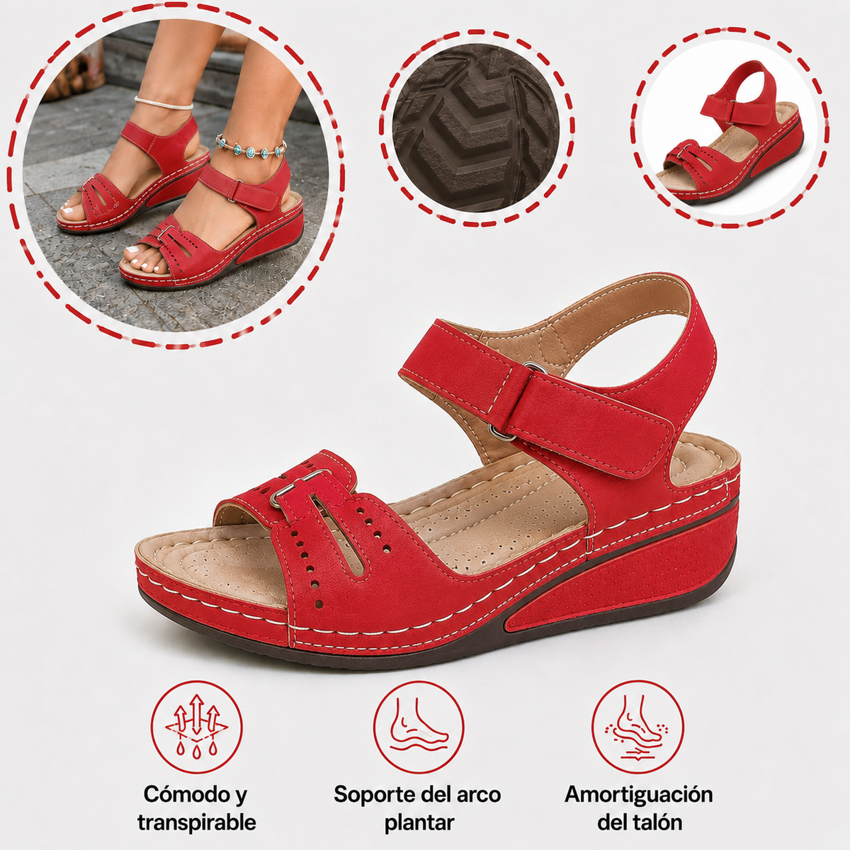 🔥50% de descuento hoy - ¡No te lo pierdas! Sandalias ortopédicas de verano, diseño ergonómico ✅Alivian el dolor, cómodas y transpirables, ajustables con cierre de velcro✅