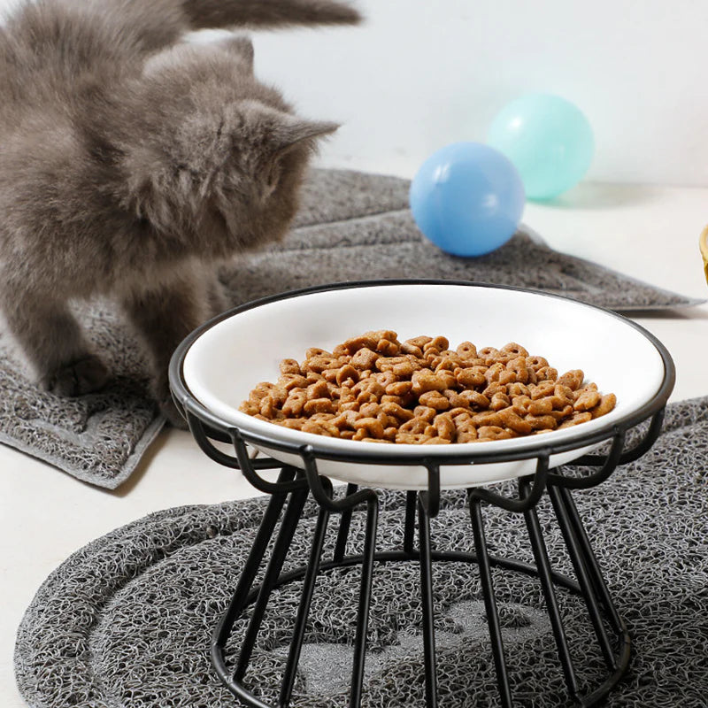 🐱 Kerámia macskatál magas vasállvánnyal – Kényelmes és egészséges étkezés a szőrös barátodnak! 🍽️