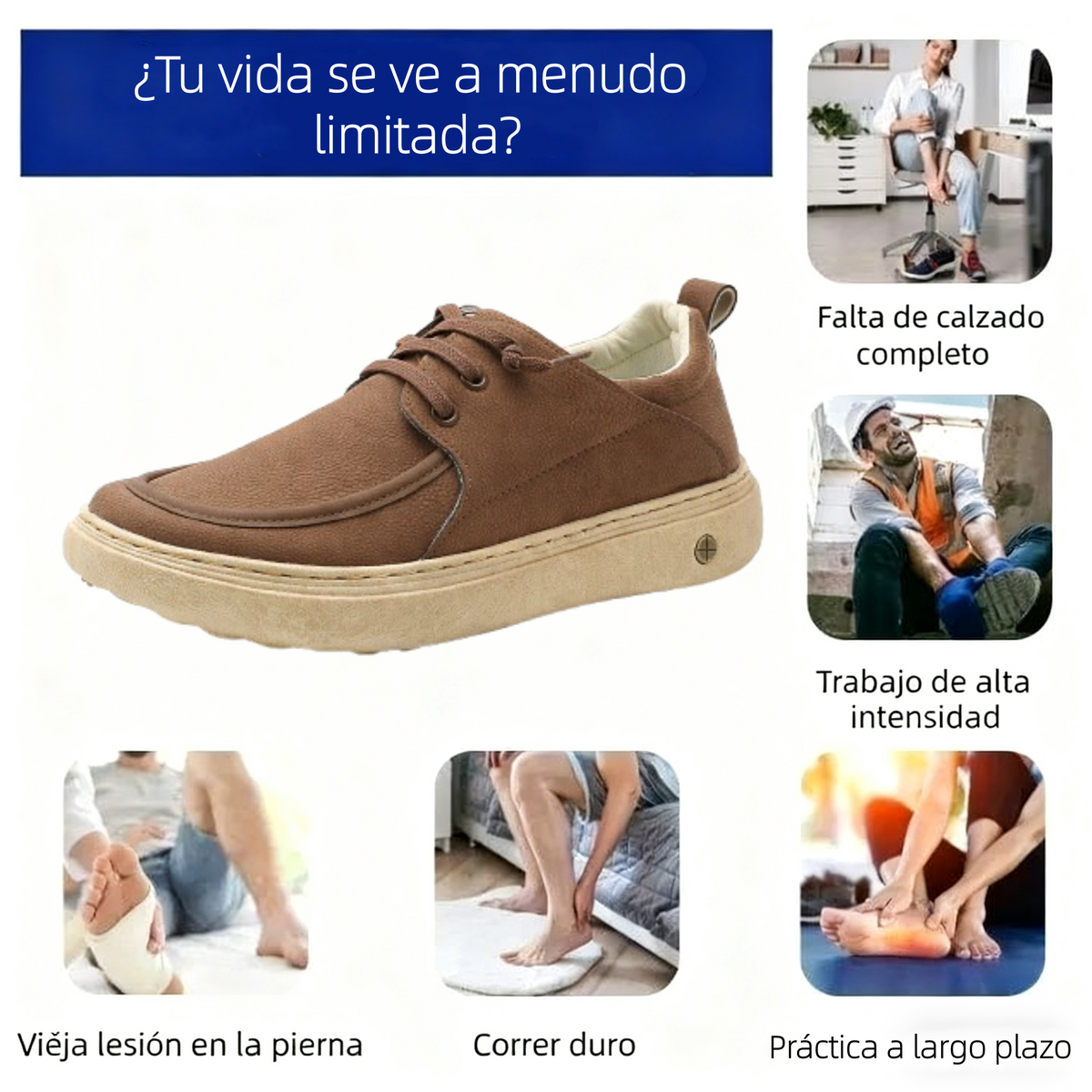🎉 ¡50% de descuento hoy, termina pronto! 🐂 Zapatos ortopédicos para hombre, hechos a mano con auténtica piel de vaca australiana 👞 Soporte para el arco del pie - Impermeables y antideslizantes ✅ Cómodos para caminar