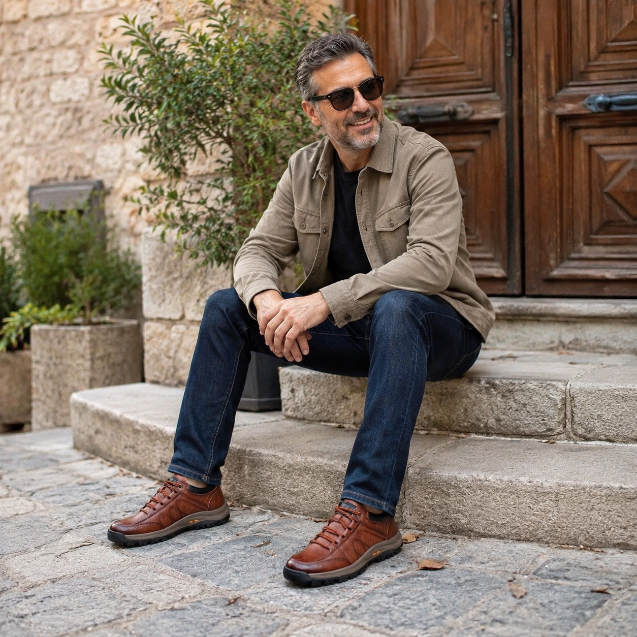 🐂 Zapatos de piel de becerro para hombre, cosidos a mano en Australia 👞 Diseño ergonómico para poner y quitar fácilmente ✅ Totalmente correctivos: impermeables y antideslizantes