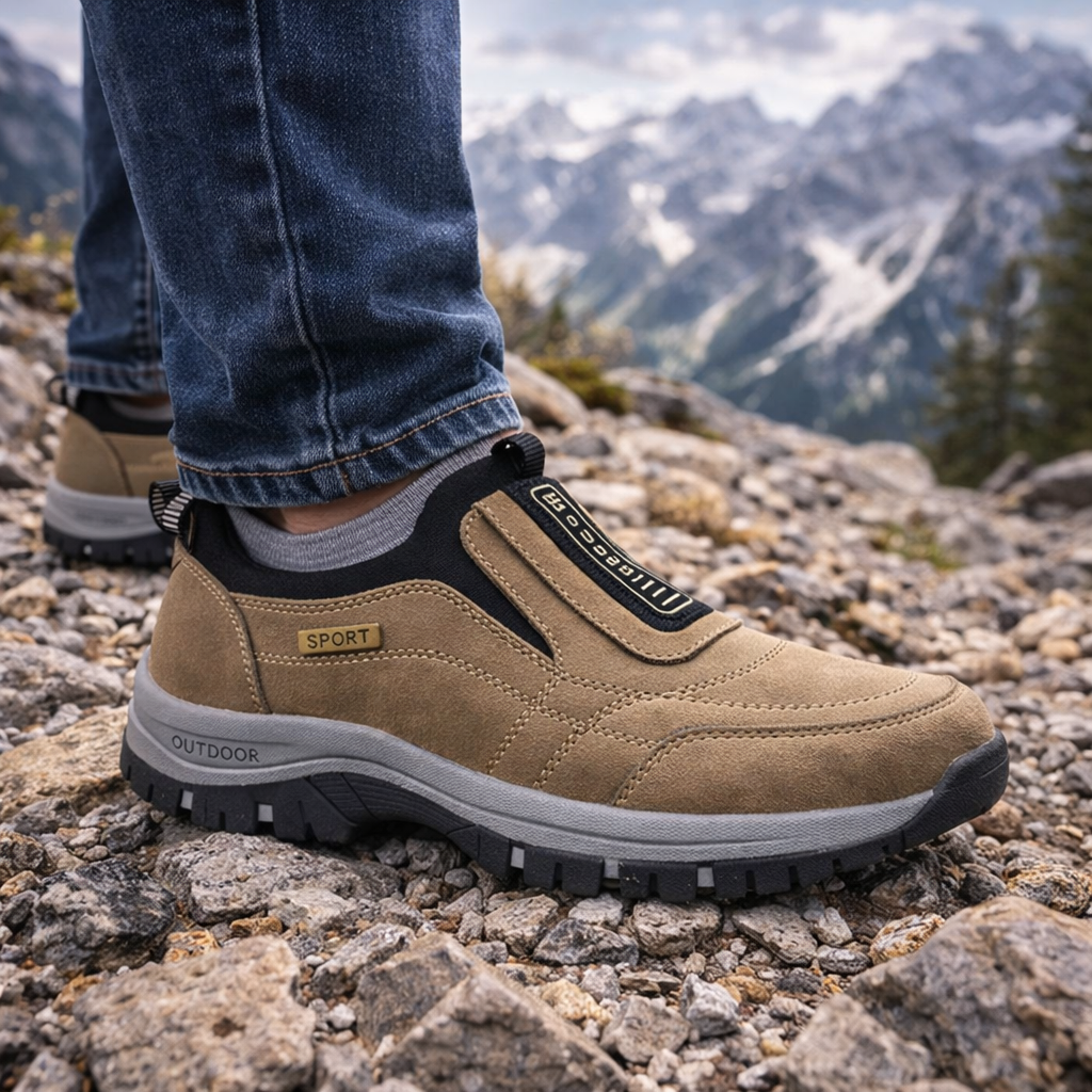 🎁 Oferta especial: 50% 🎁 Zapatos ortopédicos para caminar para hombre — Zapatos de gamuza cosidos a mano 👟 Impermeables y antideslizantes ✅ Soporte para el arco — Caminar cómodamente.