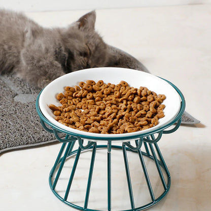 🐱 Kerámia macskatál magas vasállvánnyal – Kényelmes és egészséges étkezés a szőrös barátodnak! 🍽️