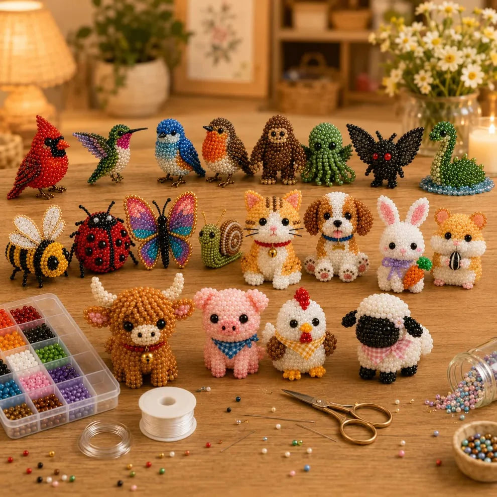🏆Ideiglenes akció 🧵Bébi állatok kézműves készlet 3D gyöngyökkel