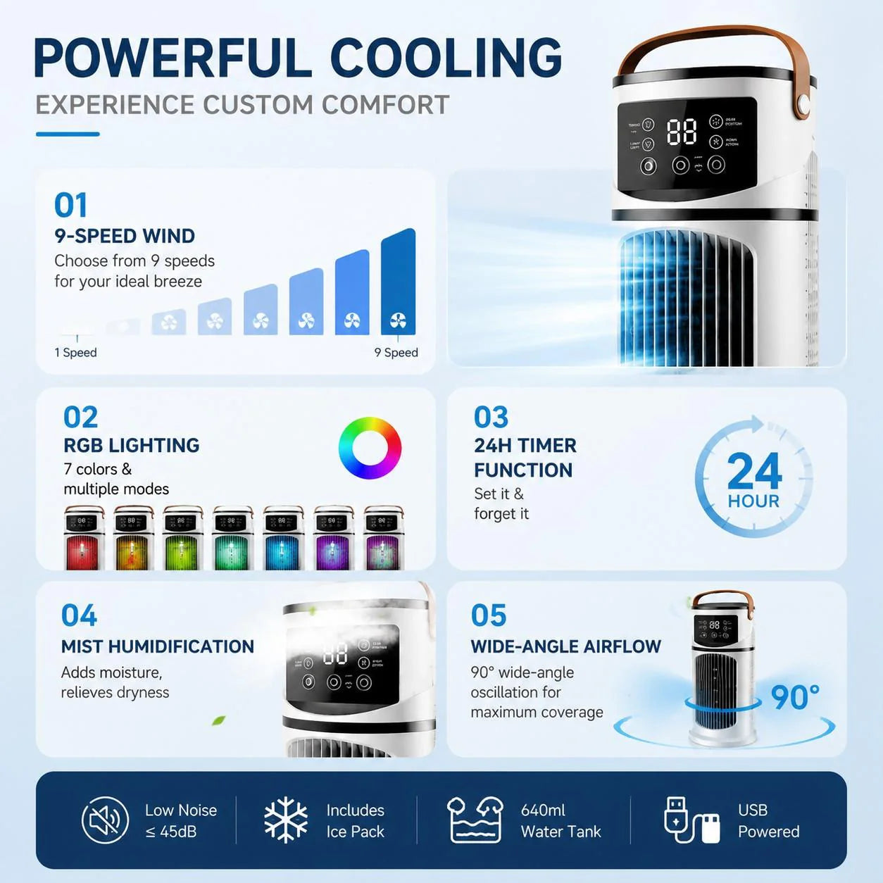 🌞A csendes, 9 fokozatú USB-s vízhűtő RGB-vel❄️