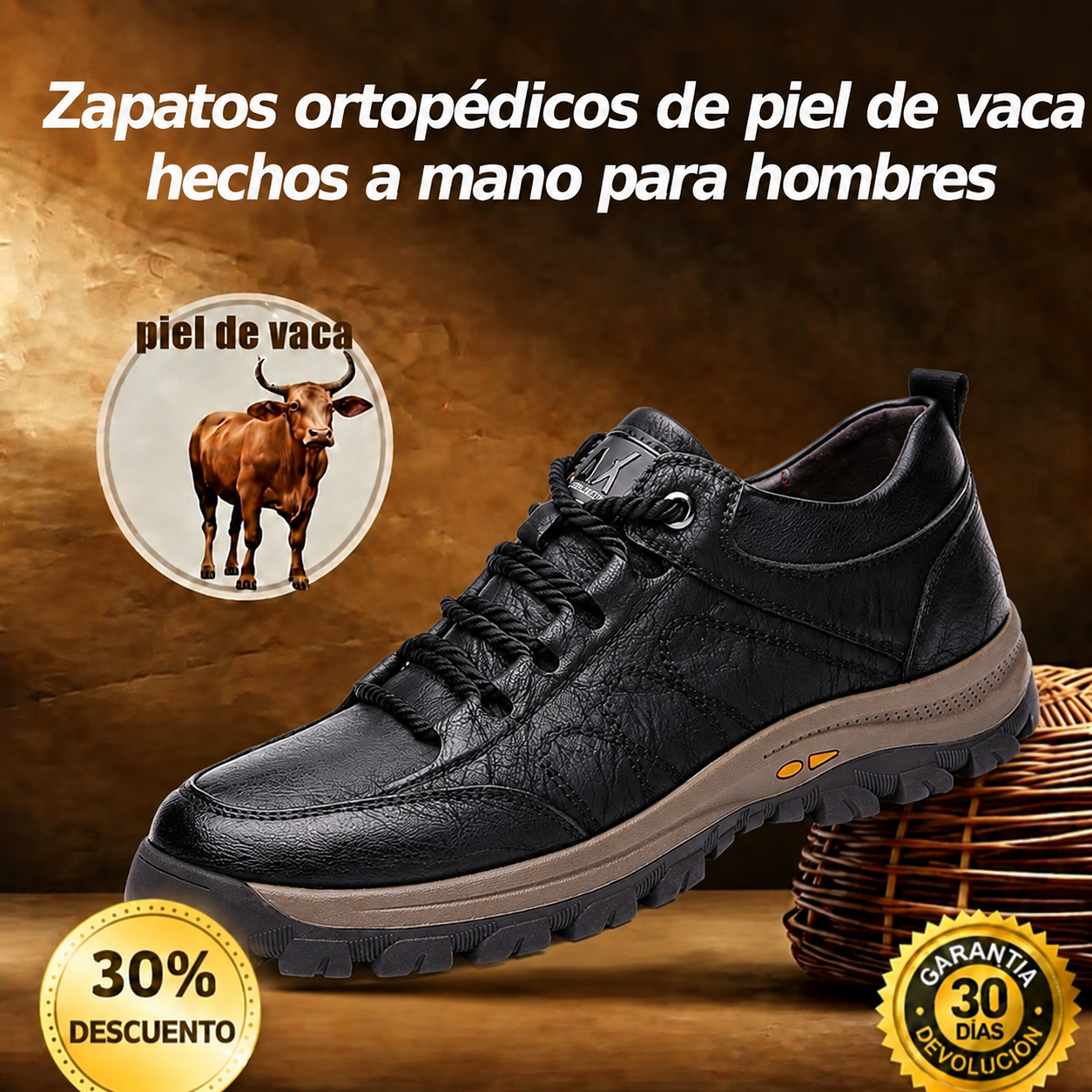 🐂 Zapatos de piel de becerro para hombre, cosidos a mano en Australia 👞 Diseño ergonómico para poner y quitar fácilmente ✅ Totalmente correctivos: impermeables y antideslizantes