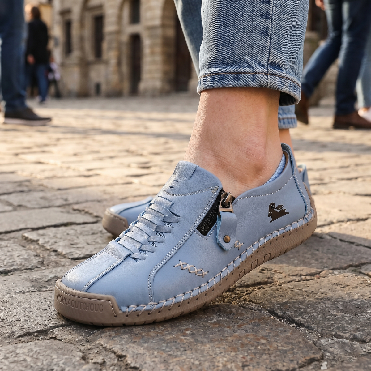 Mocasines de Piel con Cremallera para Mujer, Zapatos Cómodos Ergonómicos, Calzado Casual para Caminar Sin Cordones