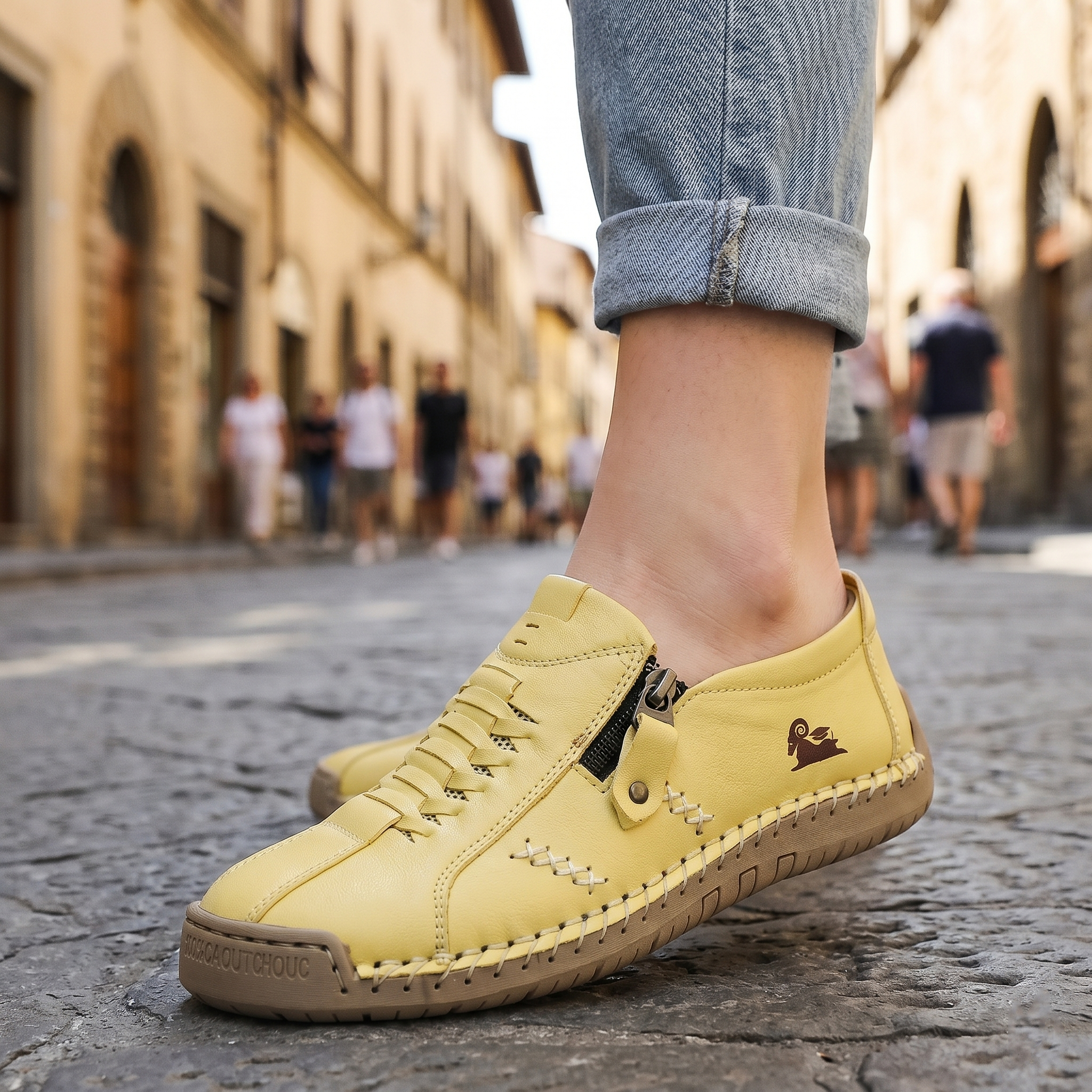 Mocasines de Piel con Cremallera para Mujer, Zapatos Cómodos Ergonómicos, Calzado Casual para Caminar Sin Cordones