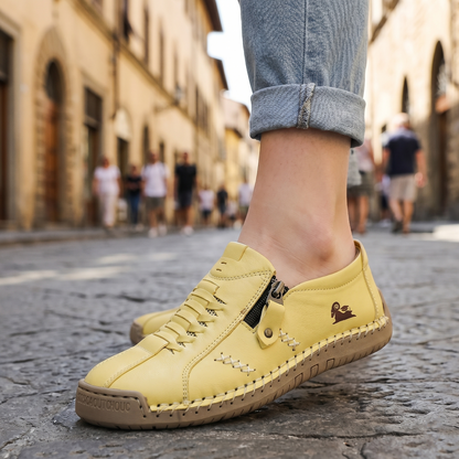 Mocasines de Piel con Cremallera para Mujer, Zapatos Cómodos Ergonómicos, Calzado Casual para Caminar Sin Cordones
