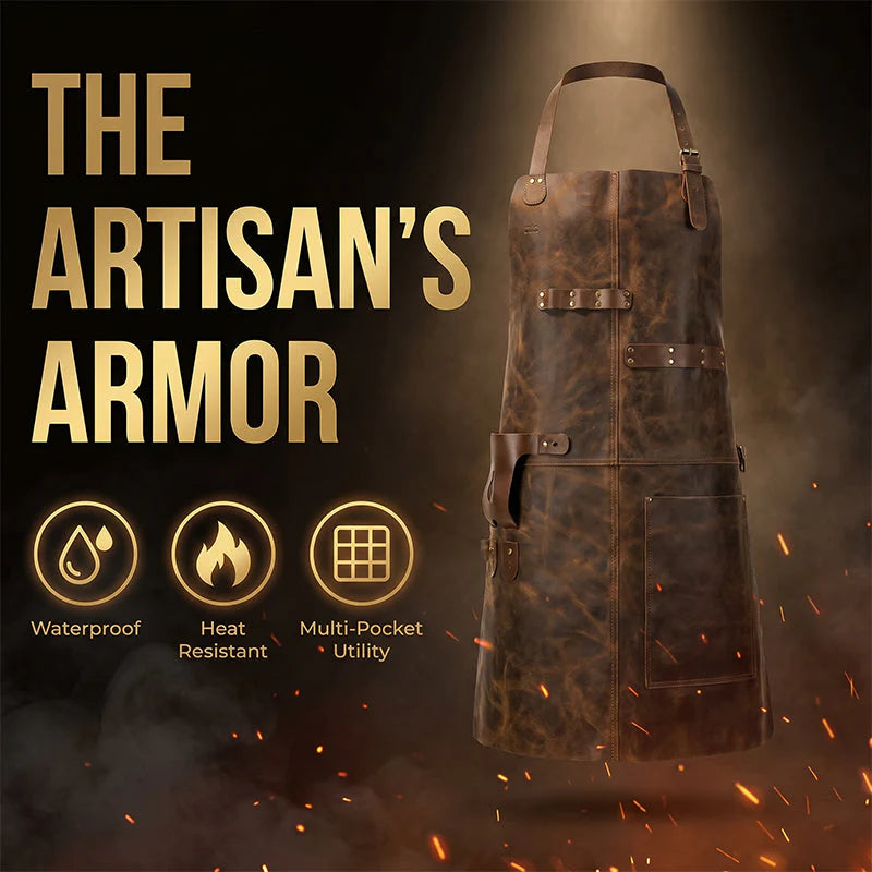 🧰✨Handcrafted leather apron – waterproof, with multiple pockets, extremely durable 🔥