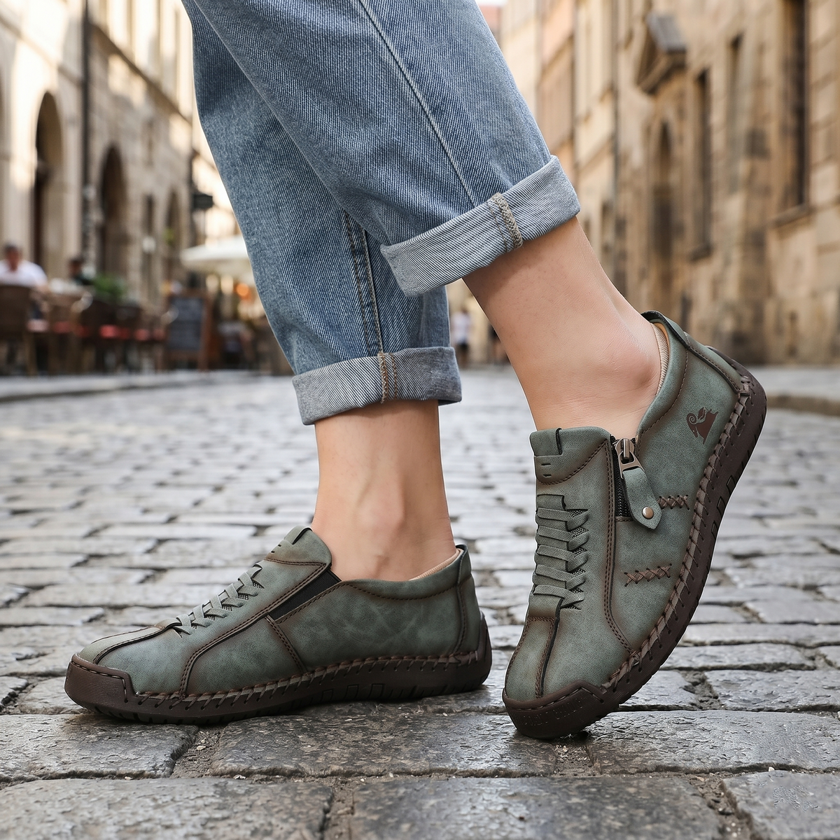 Mocasines de Piel con Cremallera para Mujer, Zapatos Cómodos Ergonómicos, Calzado Casual para Caminar Sin Cordones