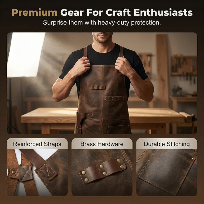 🧰✨Handcrafted leather apron – waterproof, with multiple pockets, extremely durable 🔥