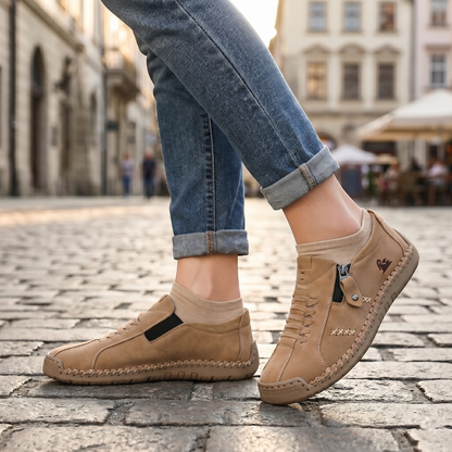 Mocasines de Piel con Cremallera para Mujer, Zapatos Cómodos Ergonómicos, Calzado Casual para Caminar Sin Cordones