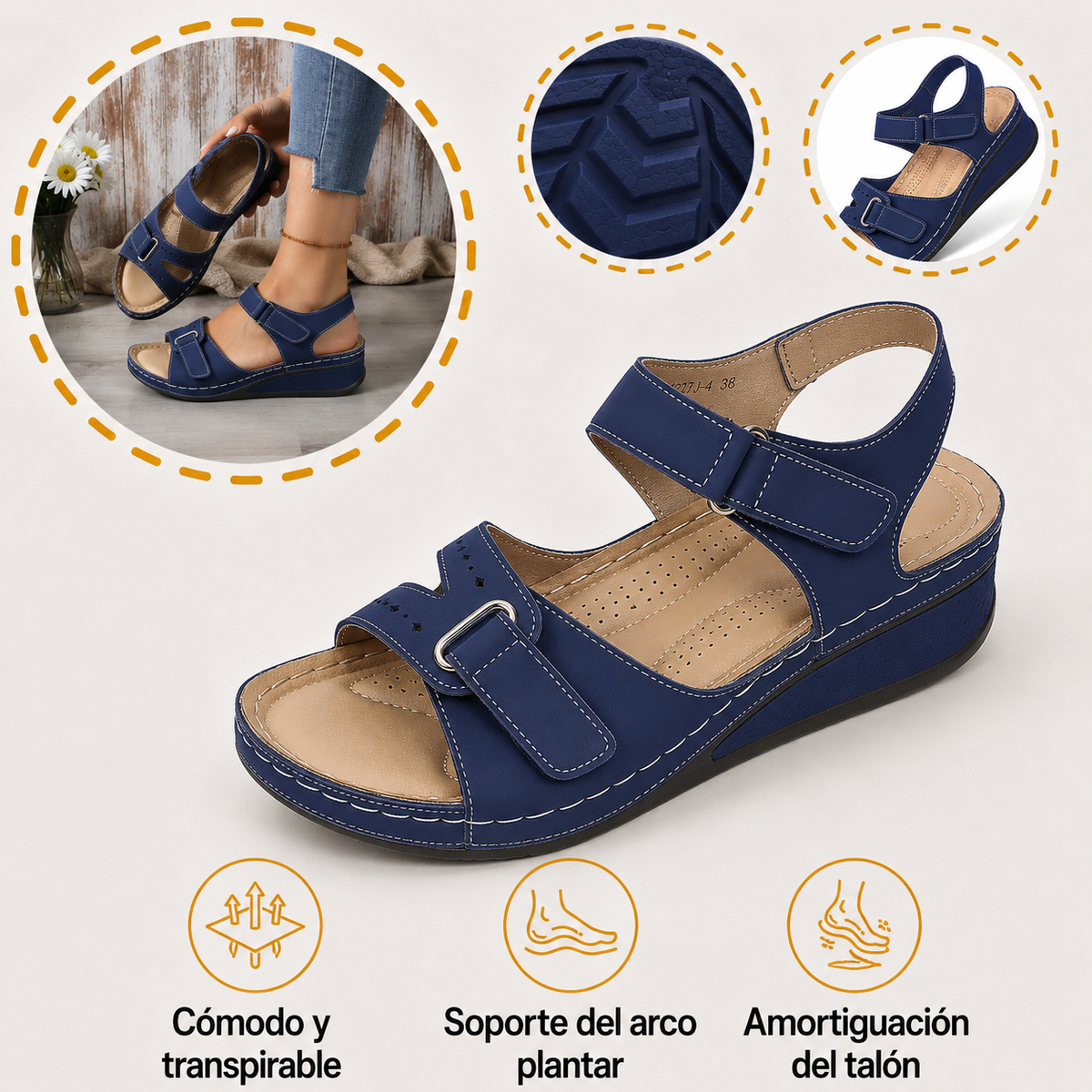 🔥50% de descuento hoy - ¡No te lo pierdas! Sandalias ortopédicas de verano, diseño ergonómico ✅Alivian el dolor, cómodas y transpirables, ajustables con cierre de velcro✅