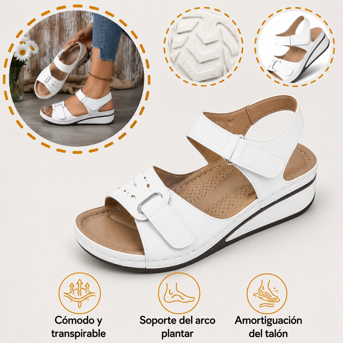 🔥50% de descuento hoy - ¡No te lo pierdas! Sandalias ortopédicas de verano, diseño ergonómico ✅Alivian el dolor, cómodas y transpirables, ajustables con cierre de velcro✅
