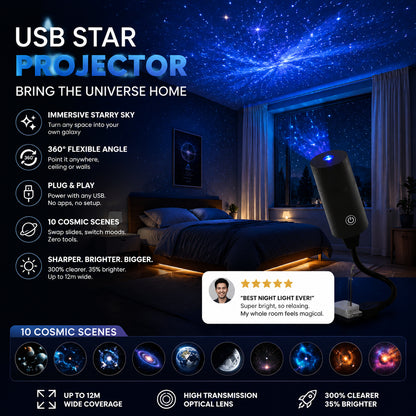 🔌 Plug-and-Play HD csillagvetítő 🌌