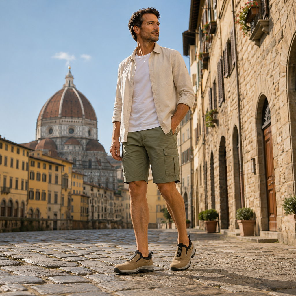 🎁 Oferta especial: 50% 🎁 Zapatos ortopédicos para caminar para hombre — Zapatos de gamuza cosidos a mano 👟 Impermeables y antideslizantes ✅ Soporte para el arco — Caminar cómodamente.