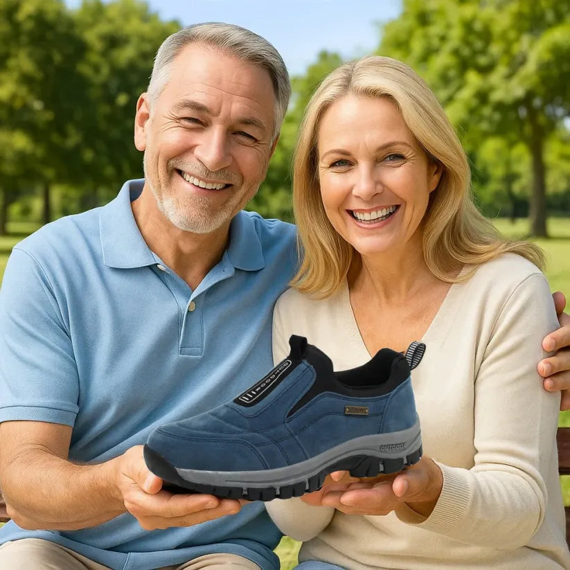 🎁 Oferta especial: 50% 🎁 Zapatos ortopédicos para caminar para hombre — Zapatos de gamuza cosidos a mano 👟 Impermeables y antideslizantes ✅ Soporte para el arco — Caminar cómodamente.