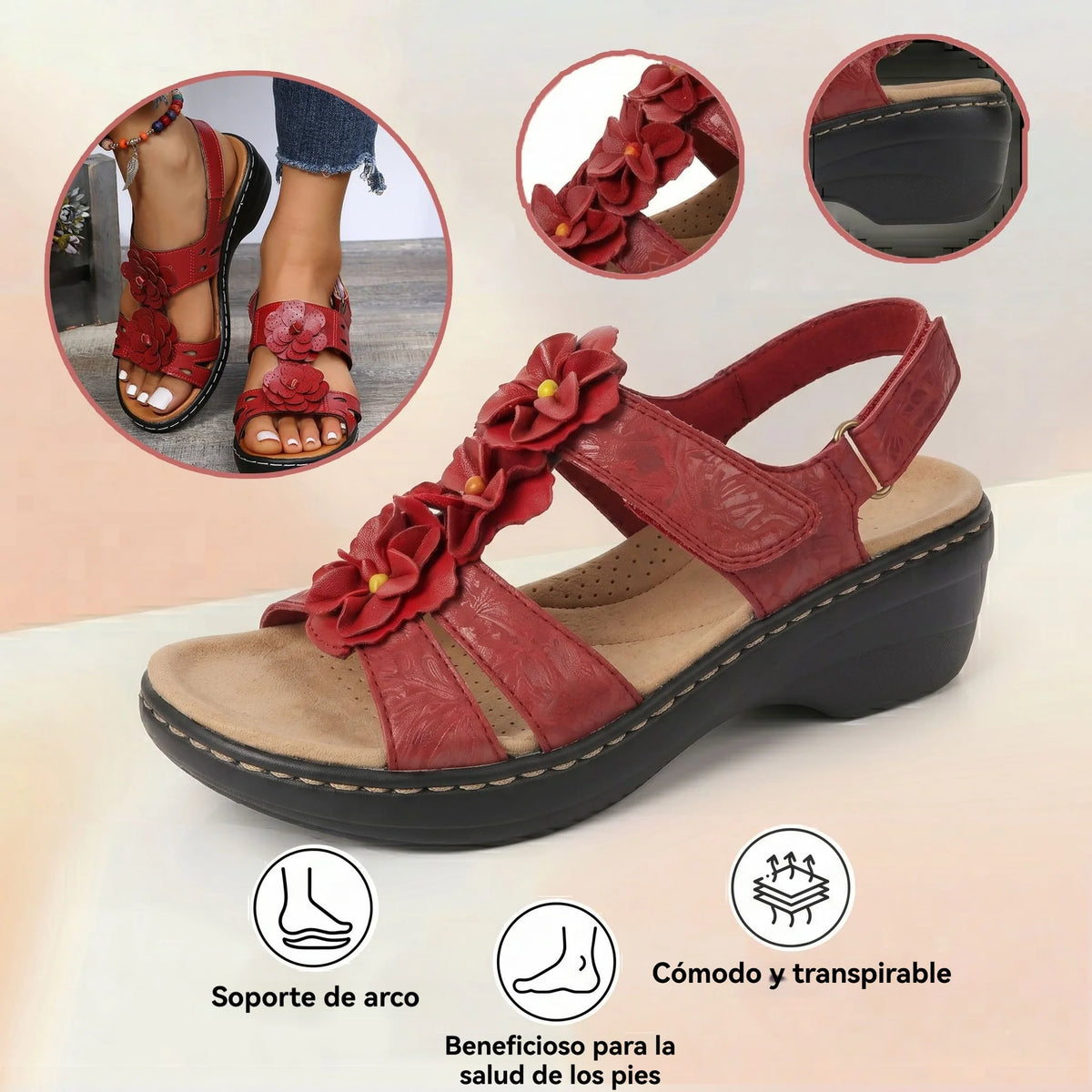 🔥 Sandalias ortopédicas de verano para mujer: soporte para el arco, tacón plano, ideales para quienes sufren de fascitis plantar. Fáciles, cómodas y sin dolor en cada paso ✅