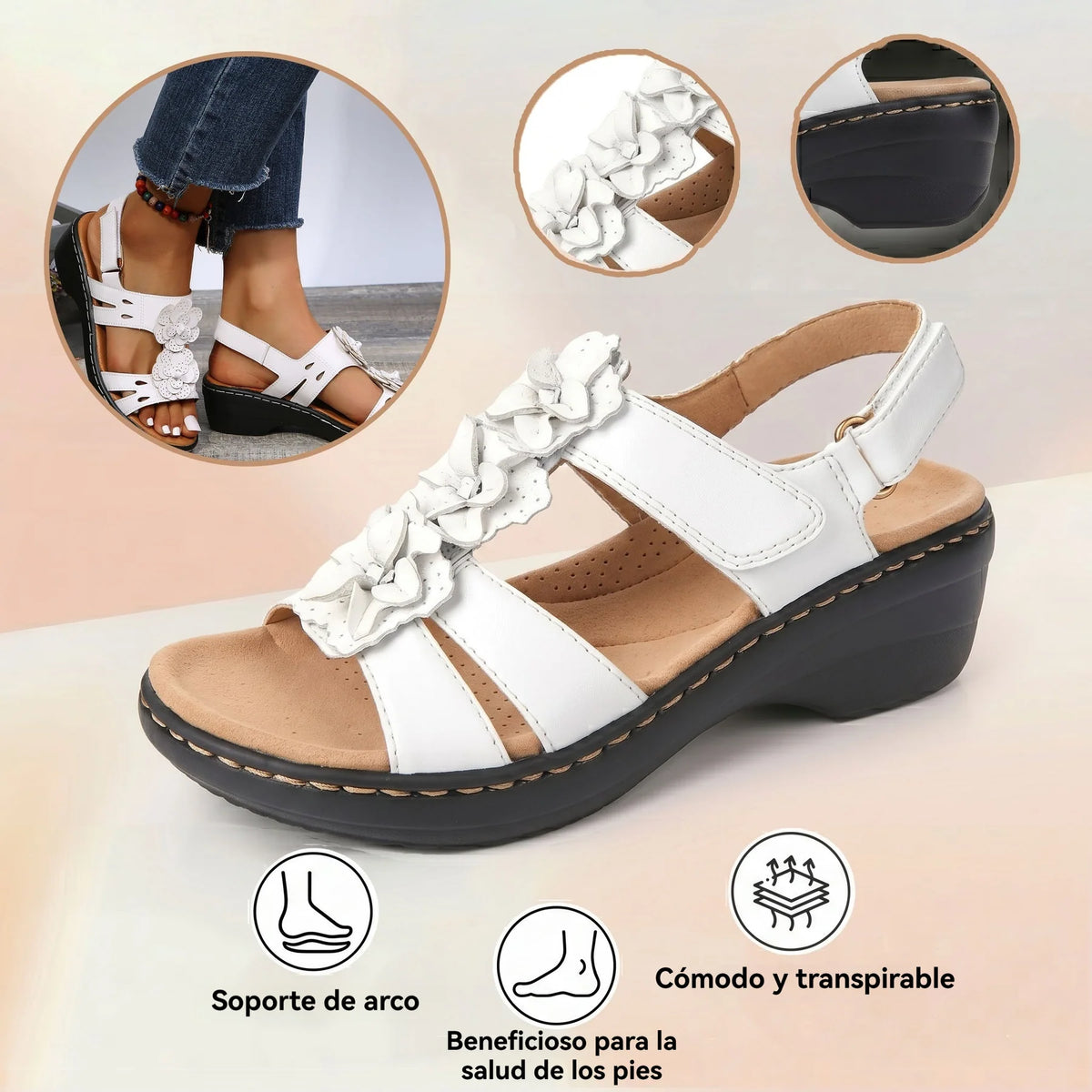 🔥 Sandalias ortopédicas de verano para mujer: soporte para el arco, tacón plano, ideales para quienes sufren de fascitis plantar. Fáciles, cómodas y sin dolor en cada paso ✅