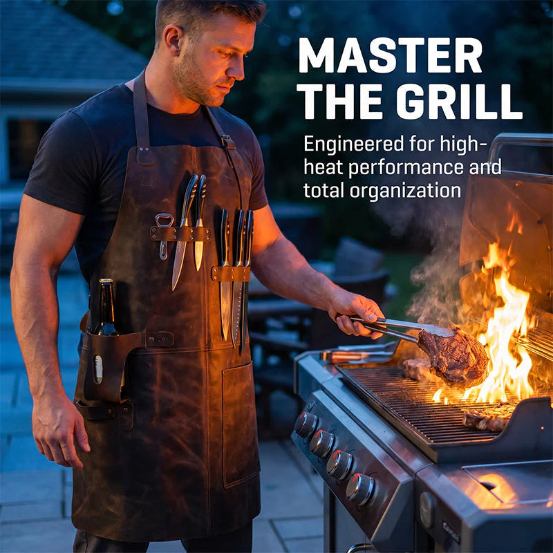 🧰✨Handcrafted leather apron – waterproof, with multiple pockets, extremely durable 🔥