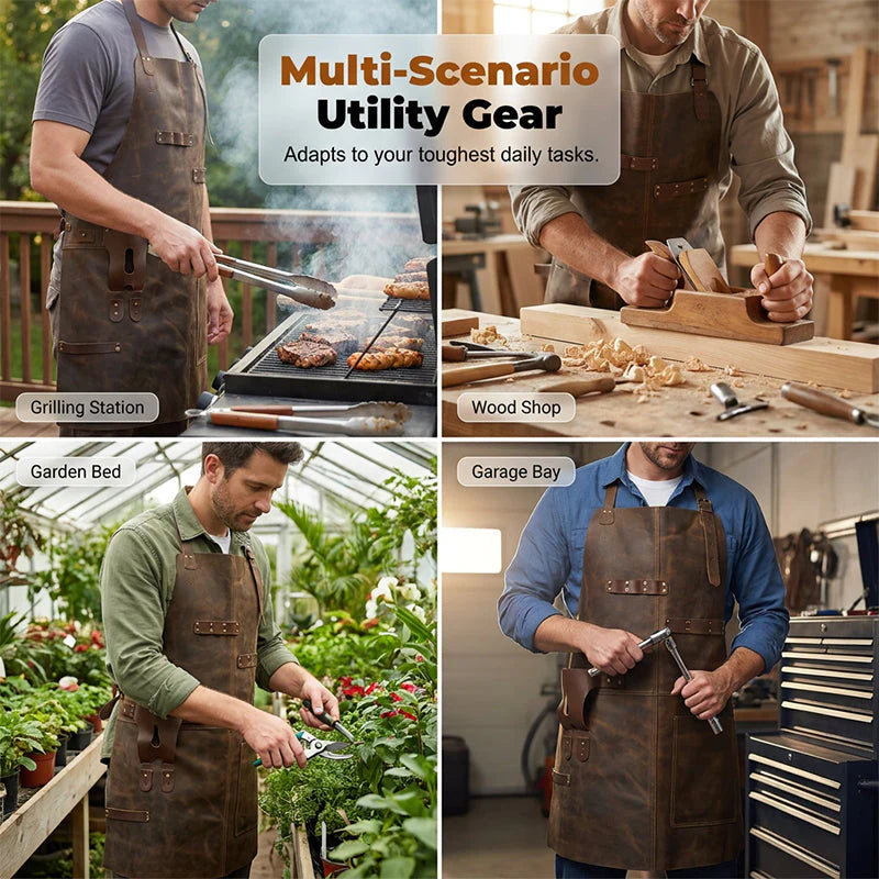 🧰✨Handcrafted leather apron – waterproof, with multiple pockets, extremely durable 🔥