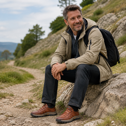 🐂 Zapatos de piel de becerro para hombre, cosidos a mano en Australia 👞 Diseño ergonómico para poner y quitar fácilmente ✅ Totalmente correctivos: impermeables y antideslizantes