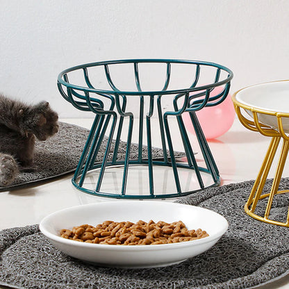 🐱 Kerámia macskatál magas vasállvánnyal – Kényelmes és egészséges étkezés a szőrös barátodnak! 🍽️