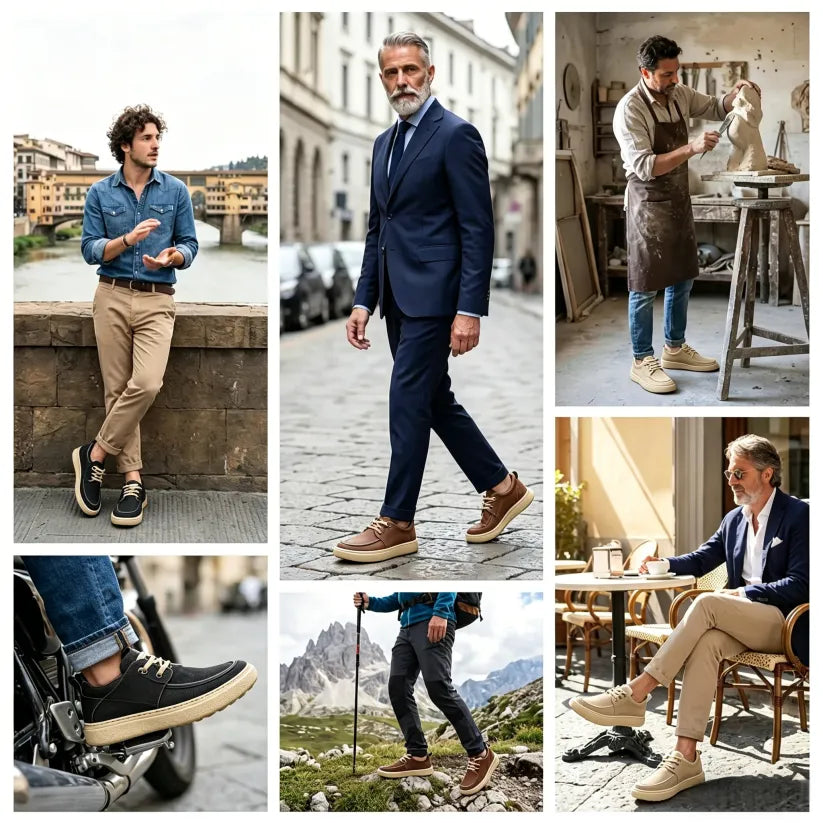 🎉 ¡50% de descuento hoy, termina pronto! 🐂 Zapatos ortopédicos para hombre, hechos a mano con auténtica piel de vaca australiana 👞 Soporte para el arco del pie - Impermeables y antideslizantes ✅ Cómodos para caminar