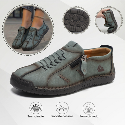 Mocasines de Piel con Cremallera para Mujer, Zapatos Cómodos Ergonómicos, Calzado Casual para Caminar Sin Cordones